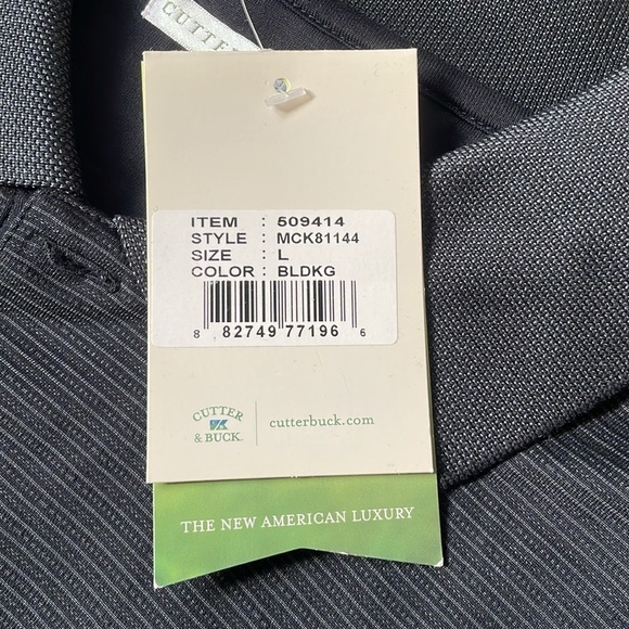 Cutter & Buck Men’s Golf Polo Black Thin Stripes Size L NWT - Picture 5 of 12